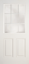 Load image into Gallery viewer, STOCK 1/2 Lite Colonial Grill Fiberglass Exterior Door