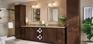 Aristokraft Korbett Dark Maple Bathroom Cabinets | MPC Cashway Lumber | Lansing Michigan 